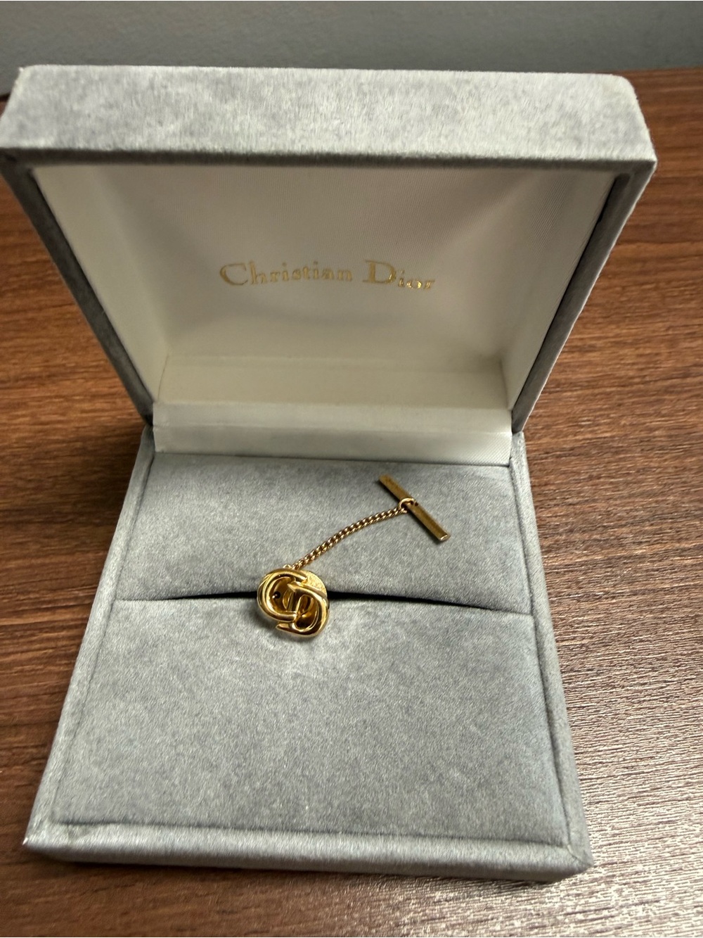 Vintage Dior  CD Tie Pin w/ Chain